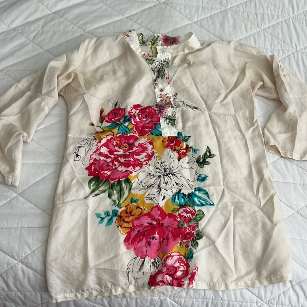 Johnny Was Silk Tunic floral cream small - Picture 3 of 16